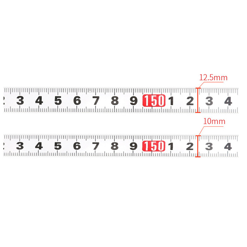 Pjaunami lipni skalės juostelės lipdukai 10/12,5 mm pločio metalinės juostos matuoklis, vikšras, frezas, stalinis pjūklas, kurio matmenys 0,5–1 m