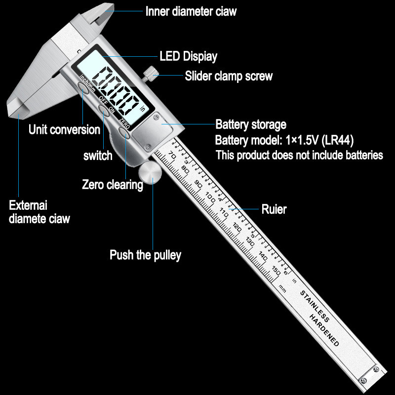JIGONG 0-150mm/6" metallkorpusega Digital CALIPER VERNIER nihikuga GAUGE MIKROMEET
