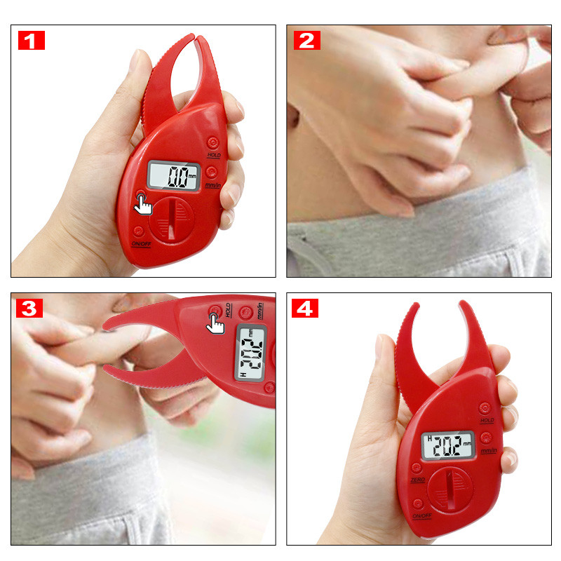 Skaitmeninis kūno riebalų apkaba odos raukšlių apkaba LCD ekranas Kūno riebalų apkabos lankstymo analizatorius storio matavimo apkaba