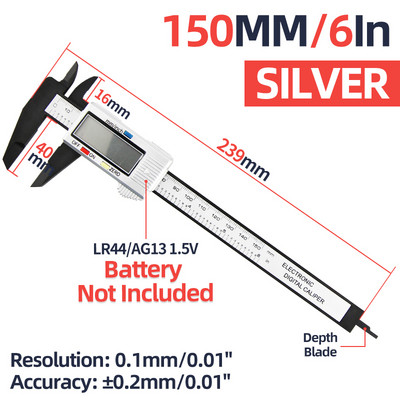 Șubler electronic digital șublere Vernier Riglă micrometru Fibră de carbon din plastic Instrumente de măsurare Instrument 150mm/100mm
