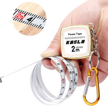 2 м рулетка Прибираща се линийка Ключодържател Строителни инструменти Стоманен удебелен джобен сантиметър Дървообработваща измервателна линийка