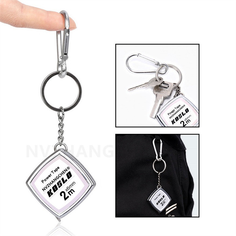 2 m mõõdulint Sissetõmmatav joonlaud Võtmehoidja Ehitustööriistad Terasest paks tasku Sentimeeter puidutöötlemise mõõtmisjoonlaud