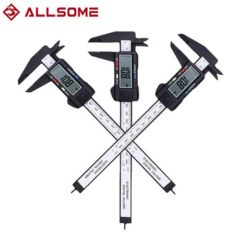 ALLSOME Цифров дебеломер, електронен дебеломер, дебеломер, микрометър, цифрова линийка, измервателен инструмент 150 mm 0,1 mm