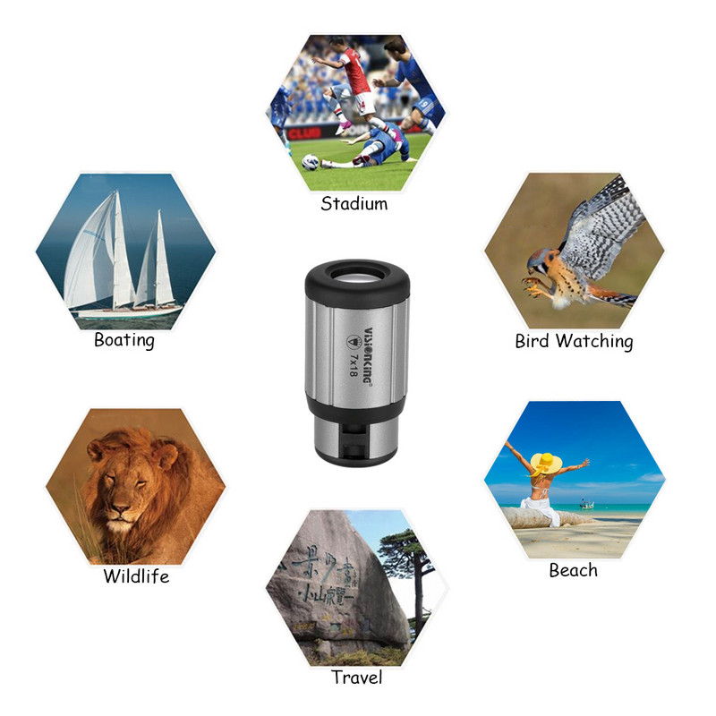 Ďalekohľad Visionking 7X18 Monokulárny ďalekohľad Zoom Mini Kompaktný Monokulárny ďalekohľad HD Vreckový Scopeoptický Monokulárny