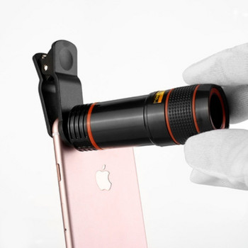 HD телефото камера Комплект макро обективи за универсален мобилен телефон Смартфон Телескоп Focus Len Clip-on 12x Phone Lens Optical Zoom