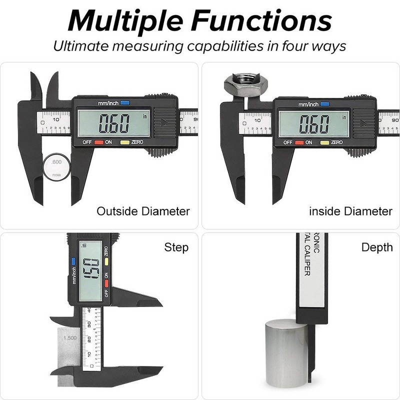 Etrier digital electronic 100/150mm Cadran din fibră de carbon Caliper Vernier Pahometru Micrometru digital Instrumente de măsurare