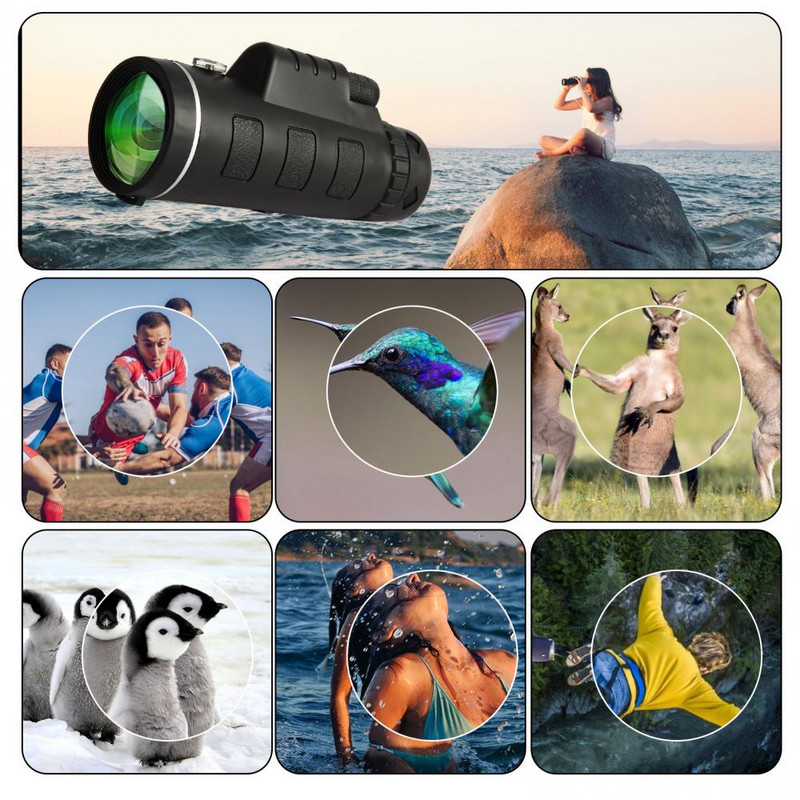 40x60 monokulārais teleskops tālummaiņas optiskais HD objektīvs BAK4 Prism ūdensizturīgs pret aizsvīšanu triecienizturīgs nakts redzamības rīki putnu vērošanai