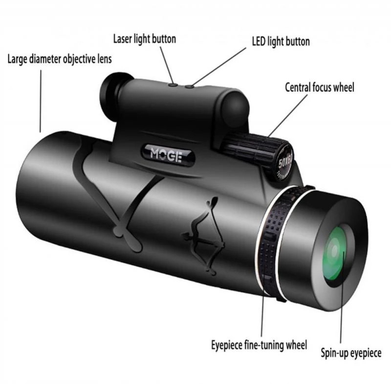 12 x 50 HD monokulārais teleskops 1000 M liela attāluma tālummaiņas teleskops BAK4 ar/bez statīva tālruņa klipu Medības āra kempings