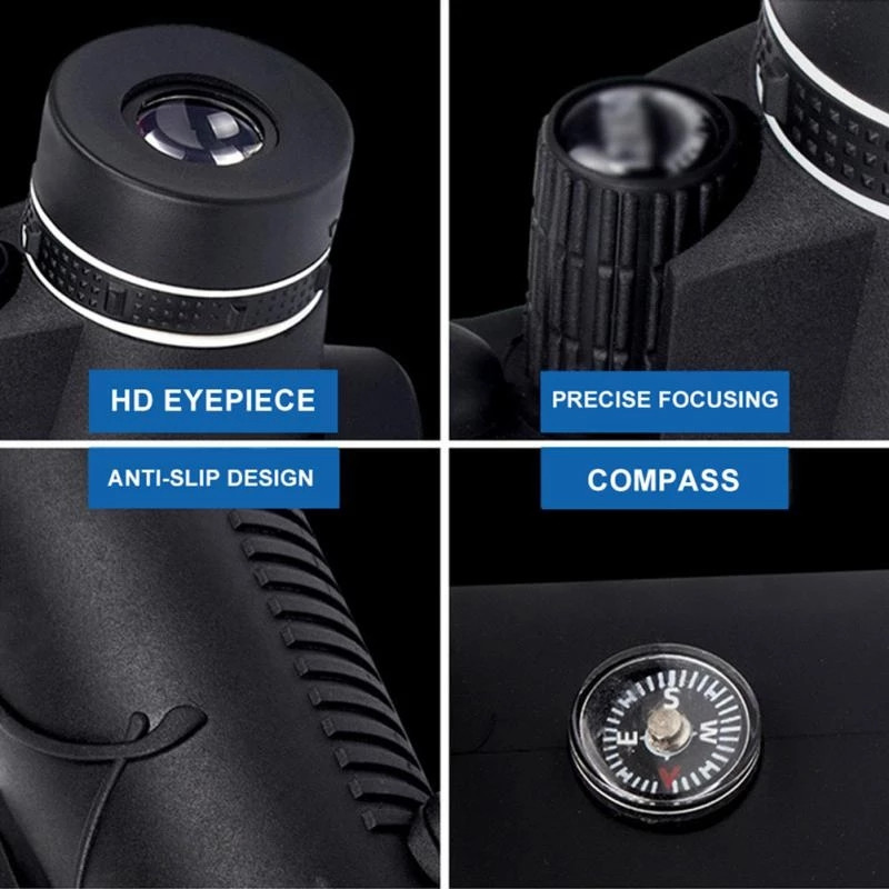 12 x 50 HD monokulārais teleskops 1000 M liela attāluma tālummaiņas teleskops BAK4 ar/bez statīva tālruņa klipu Medības āra kempings