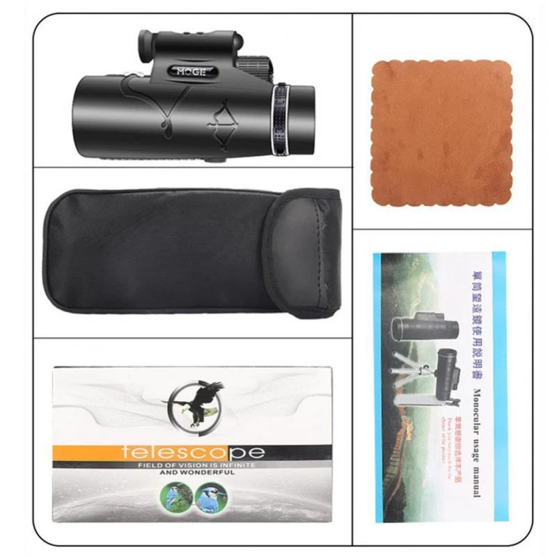 12 x 50 HD monokulārais teleskops 1000 M liela attāluma tālummaiņas teleskops BAK4 ar/bez statīva tālruņa klipu Medības āra kempings