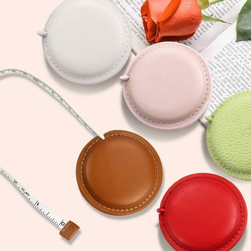 Dvojitá mini zaťahovacia mäkká páska s koženým puzdrom, flexibilné meracie pravítko na látku, veľkosť vrecka v páse