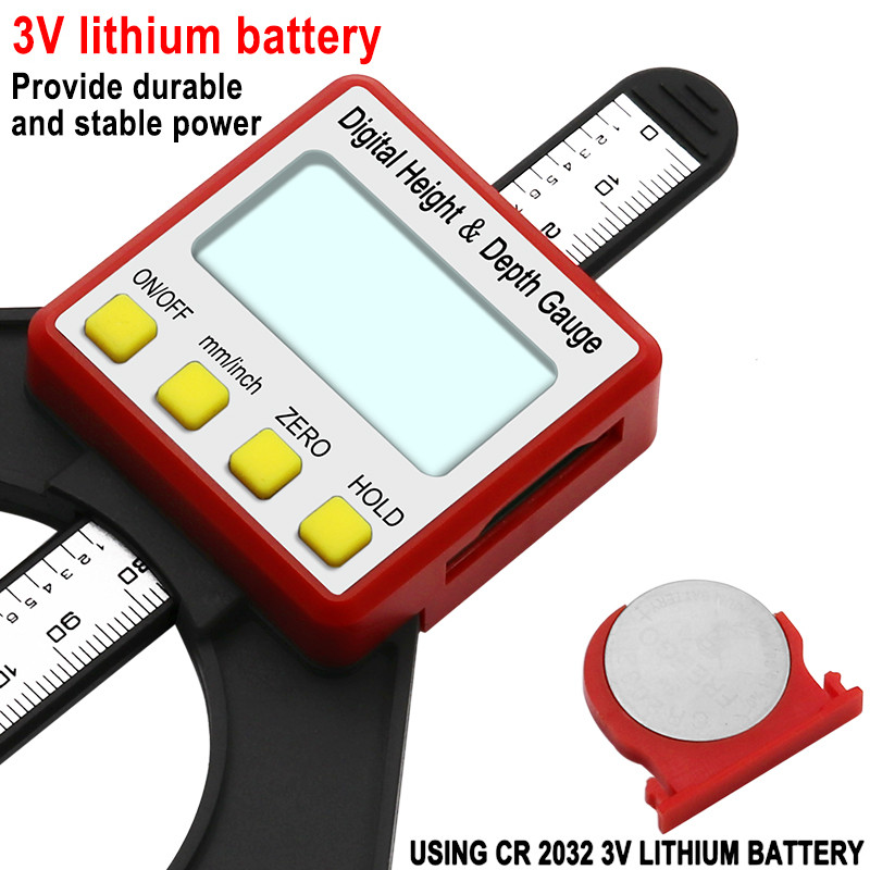 Digitális magasságmérő asztali fűrész 80 mm-es mélységmérő három mérőegységgel, rögzítőcsavar famegmunkáláshoz