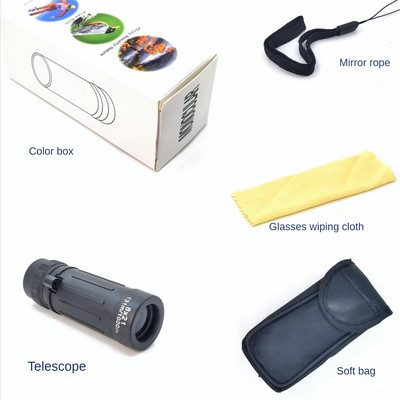 Telescop monocular cu viziune nocturnă 8x21 portabil HD OPTICS BAK4, cu putere superioară, camping în aer liber, drumeții, vânătoare, echipament de fotografiere