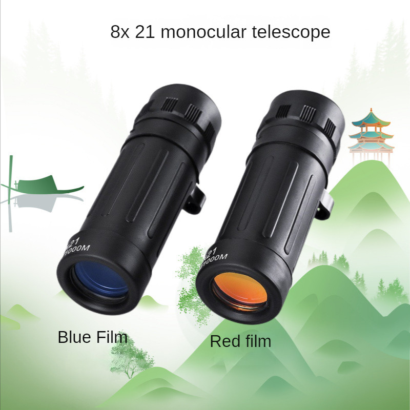 Telescop monocular cu viziune nocturnă 8x21 portabil HD OPTICS BAK4, cu putere superioară, camping în aer liber, drumeții, vânătoare, echipament de fotografiere