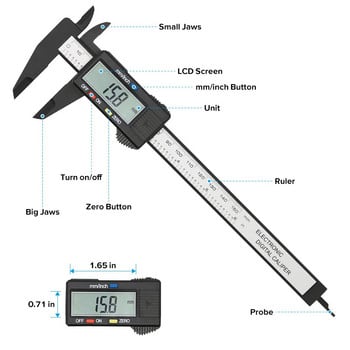 150mm 100mm Ψηφιακή δαγκάνα Vernier Accurate Caliper Carbon Electronic calipers Όργανο μέτρησης, Χρήση κουμπιού μπαταρίας