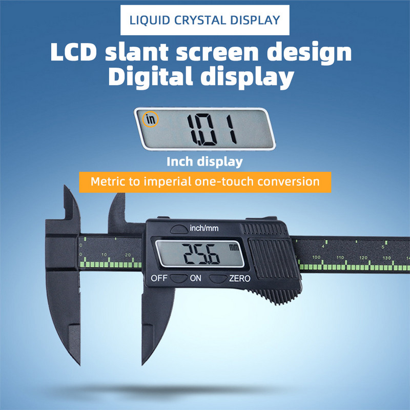 Digitálne posuvné meradlo 6-palcový LCD elektronický posuvný merač 0-150 mm, pachometer, digitálny mikrometer, meracie nástroje