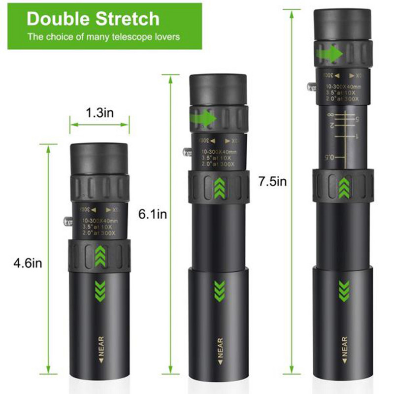 Jaudīgs monokulārais tālsatiksmes kempinga teleskops mobilo telefonu medību binokļiem diapazona brillēm 10-30040 pārnēsājams HD monoklis