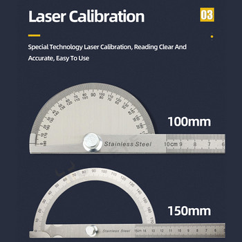180-градусов транспортир Метален ъгломер Ъглова линийка Дървообработващи инструменти Измервателна линийка Ъгломер Гониометър от неръждаема стомана