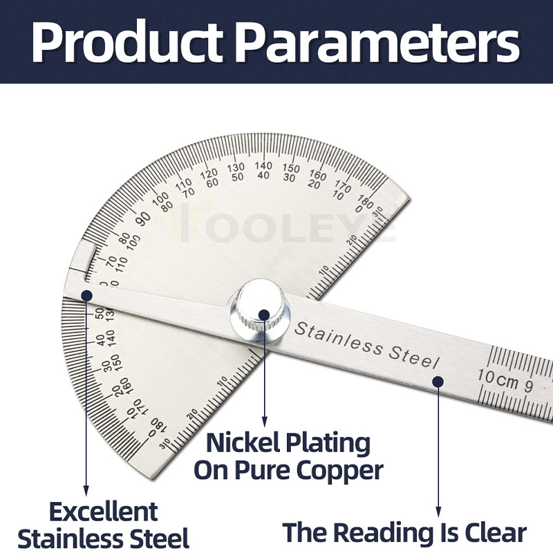 Raportor de 180 de grade Găsitor de unghi metalic Riglă de unghi Instrumente pentru prelucrarea lemnului Riglă de măsurare Contor de unghi Goniometru din oțel inoxidabil