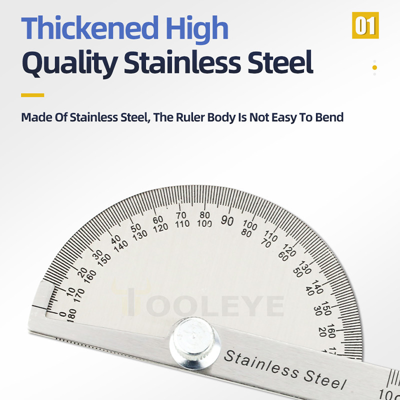 Raportor de 180 de grade Găsitor de unghi metalic Riglă de unghi Instrumente pentru prelucrarea lemnului Riglă de măsurare Contor de unghi Goniometru din oțel inoxidabil