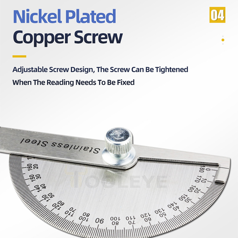 Raportor de 180 de grade Găsitor de unghi metalic Riglă de unghi Instrumente pentru prelucrarea lemnului Riglă de măsurare Contor de unghi Goniometru din oțel inoxidabil