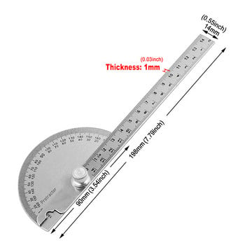 145mm ανοξείδωτο μοιρογνωμόνιο 180 γωνιακό μετρητή χάρακα μέτρησης περιστροφικό μηχανικό εργαλείο χάρακα μοιρογνωμόνιο