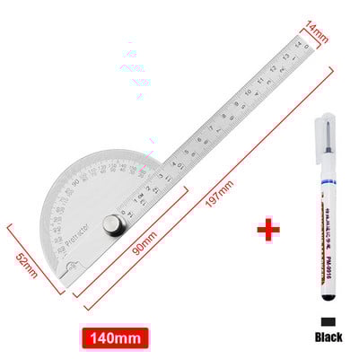 180 laipsnių kampo matuoklis metalinis kampo ieškiklis goniometras nerūdijančio plieno matuoklis, reguliuojamas matavimo liniuotės kampas, medžio apdirbimo įrankių rinkinys