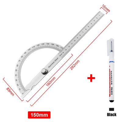 180 laipsnių kampo matuoklis metalinis kampo ieškiklis goniometras nerūdijančio plieno matuoklis, reguliuojamas matavimo liniuotės kampas, medžio apdirbimo įrankių rinkinys