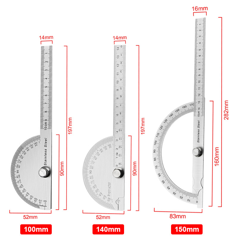 180 laipsnių kampo matuoklis metalinis kampo ieškiklis goniometras nerūdijančio plieno matuoklis, reguliuojamas matavimo liniuotės kampas, medžio apdirbimo įrankių rinkinys