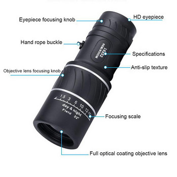 16 X52 HD Monocular Mini φορητό τηλεσκόπιο αδιάβροχα κιάλια οπτικά για κυνήγι Εξοπλισμός πεζοπορίας πεζοπορίας ταξιδιού Παιδί Δώρο