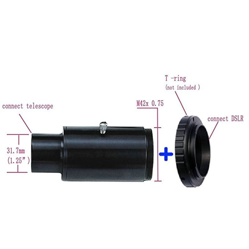 1,25" Astronomy Telescope CA1 Mount Adapter Sleeve Tube Extension Tube Mount Nikon Canon Sony DSLR Camera Photography M42 Thread