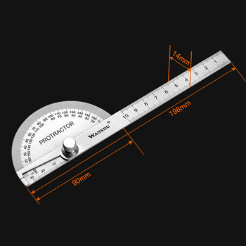 Vastar 180 градуса регулируем транспортир ъгломер от неръждаема стомана кръгла глава шублер измервателна линийка 10/14,5 cm