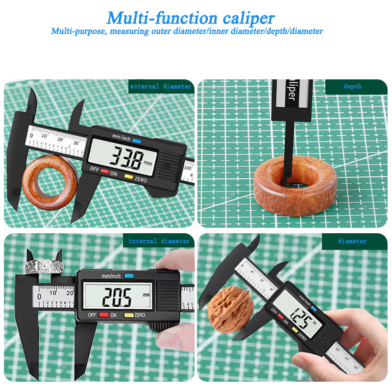 Instrument de măsurare a șubler digital electronic de 150 mm Cadran din fibră de carbon Caliper Vernier Instrument de măsurare Micrometru Riglă digitală