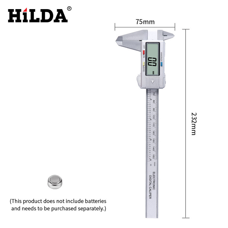 HILDA Vernier Caliper digitalni 150mm elektronički digitalni kaliper 6 inčni LCD mikrometar mjerni alat