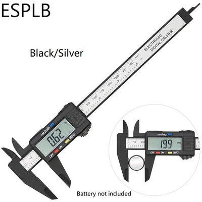 Șubler Vernier din plastic ESPLB 150mm Ecran LCD 6 inch Șubler digital electronic Fibră de carbon Șublere de conversie milimetrică