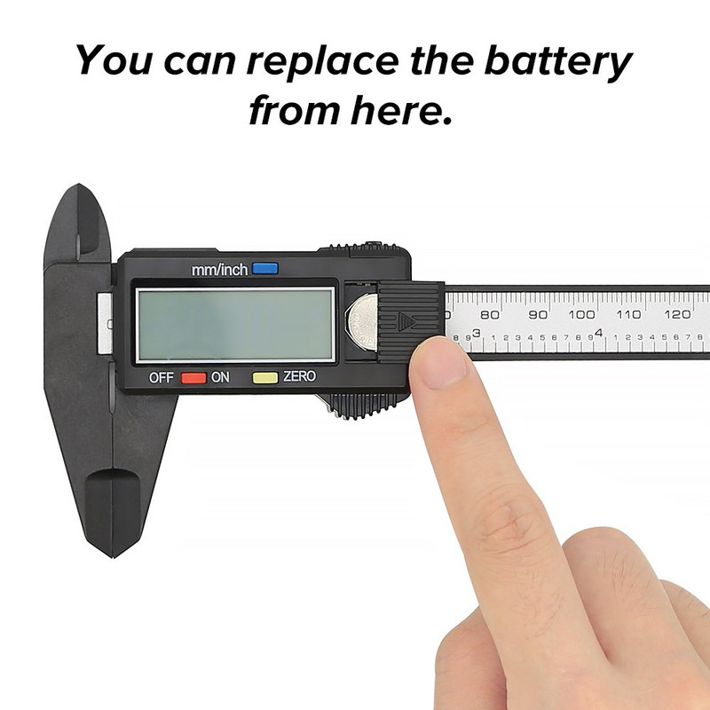 Șubler Vernier din plastic ESPLB 150mm Ecran LCD 6 inch Șubler digital electronic Fibră de carbon Șublere de conversie milimetrică