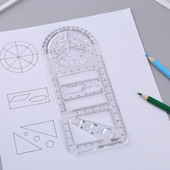 Πολυλειτουργικός γεωμετρικός χάρακας Γεωμετρικό πρότυπο σχεδίασης Περιστρεφόμενο εργαλείο μέτρησης για σχολικό γραφείο линейка школьная