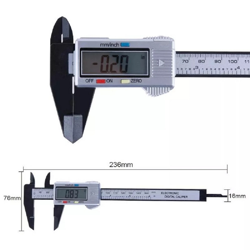 Riglă pentru șubler digital electronic Vastar de 6 inchi și 150 mm Vernier compozit din fibră de carbon cu baterie LR44 de 1,5 V