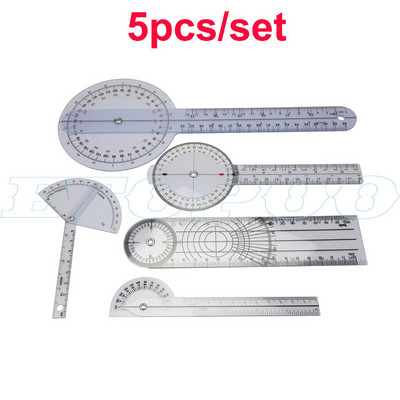 1 rinkinys 6 vnt. 5 vnt stuburo pirštų goniometro matuokliai Naudingas kelių liniuotės kampo medicininės stuburo liniuotės 180/360 laipsnių matavimo įrankis
