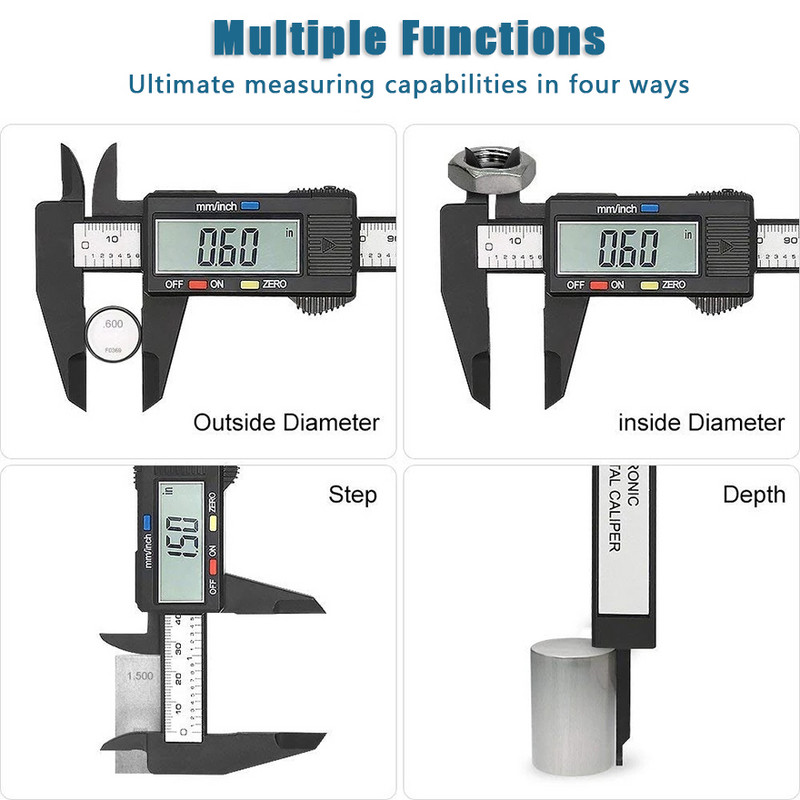 DONUMEH 150 mm posuvné meradlo, elektronické digitálne posuvné meradlo s uhlíkovými vláknami, mikrometer, merací nástroj, digitálne pravítko