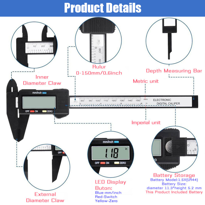 Șubler digital electronic de 100/150mm 6 inch șubler vernier micrometru riglă digitală instrumente de măsurare instrument șublere vernier