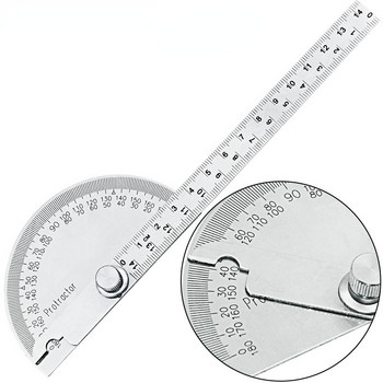 0-180 градуса регулируем транспортир Линийка за измерване на ъгли от неръждаема стомана Шублер с кръгла глава Дървообработващи инструменти Измервателна линийка