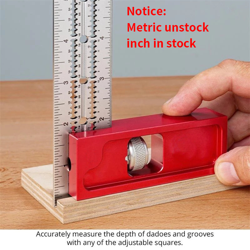 Din aliaj de aluminiu multifuncțional de 18 inchi Încercați marcajul în unghi pătrat Riglă dreaptă pentru tâmplar dulgher Prelucrarea lemnului Glisare reglabilă R