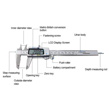 6-инчов 150 мм цифров нониус микрометър от неръждаема стомана, инструмент за измерване на дълбочина Линийка Messschieber Paquimetro