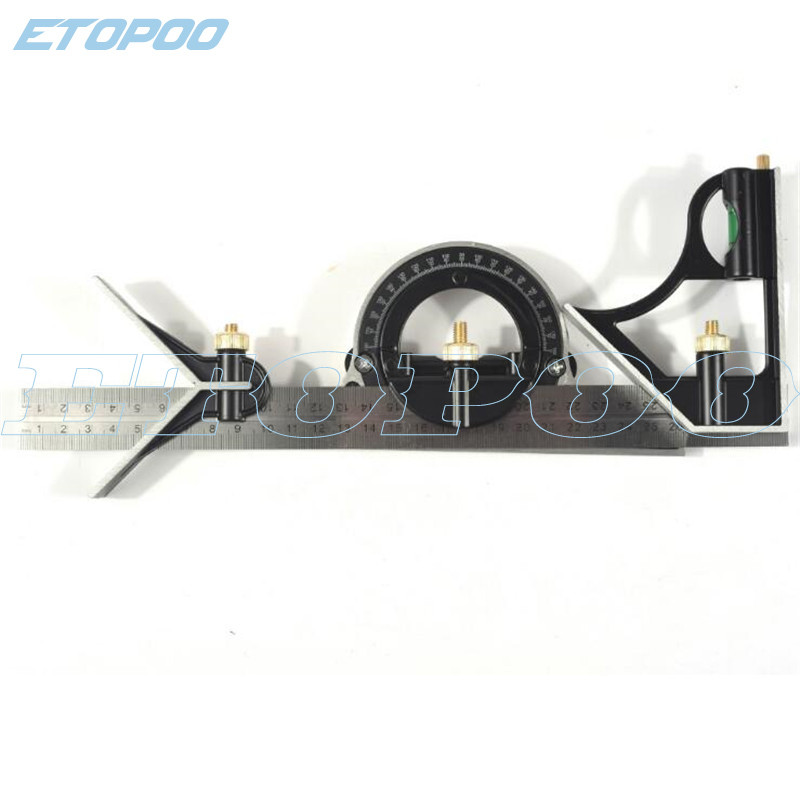 300 mm multifunkčné kombinované uhlové pravítko z nehrdzavejúcej ocele 45/90 stupňov s vodováhou