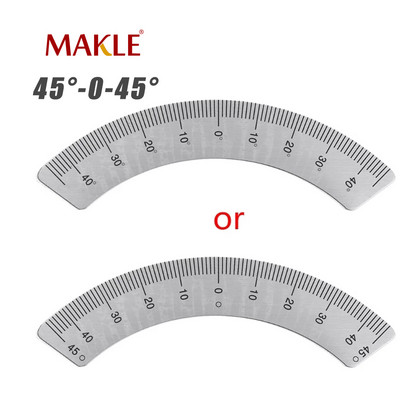 MAKLE Транспортири Част от фреза - ъглова плоча Линийка с мащаб 45 градуса Измерване на ъглова дъга Инструменти за измерване Шублер
