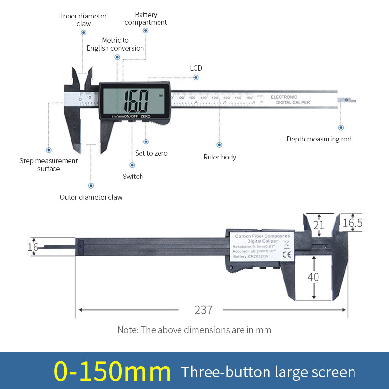 Skaitmeniniai suportai Elektroninė plastikinė apkaba Vernier Storis Gylis matuoklis Mikrometras Liniuotė Matavimo įrankiai Prietaisas Pachometras