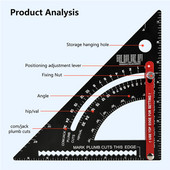 Háromszög vonalzó 7 hüvelykes alumínium Metrische Hoek Gradenboog asztalos vonalzó Heerser Houtbewerking Gereedschap Meetinstrumenten