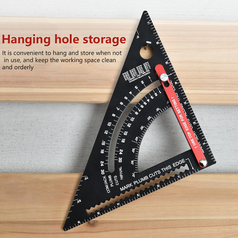 Háromszög vonalzó 7 hüvelykes alumínium Metrische Hoek Gradenboog asztalos vonalzó Heerser Houtbewerking Gereedschap Meetinstrumenten