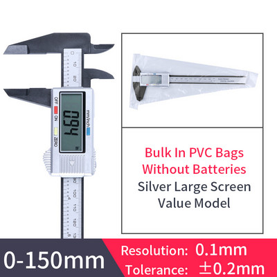 150 mm 100 mm 6 colių elektroninis skaitmeninis apkaba anglies pluošto vernier apkabos matuoklis mikrometras skaitmeninės liniuotės matavimo įrankis